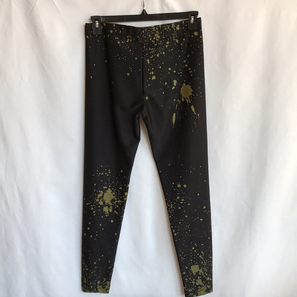 Hot Sox black paint splatter design leggings, sz M - Picture 5 of 11